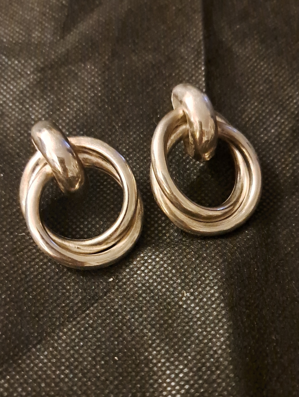 Silver-Tone Interlocking Hoop Drop Pierced Earrings - Women Jewelry